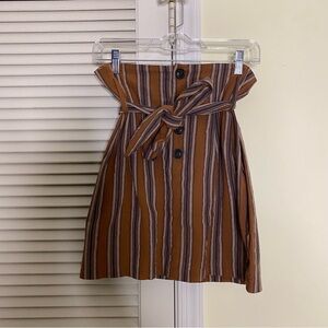 Francescas Mi Ami Button Front Paper Bag Tie Waist Skirt Small